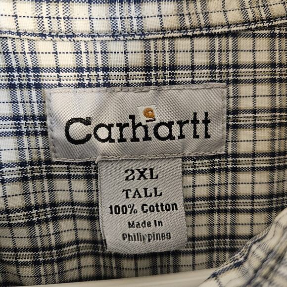 Carhartt Mens Short Sleeve Plaid Button Down Shirt Size 2XL Tall Heavy Cotton - Picture 5 of 6